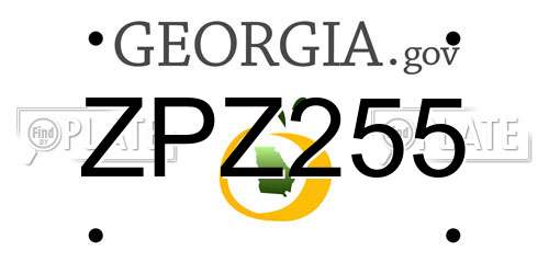 ZPZ255 Georgia License Plate