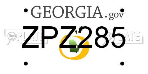 ZPZ285 Georgia License Plate