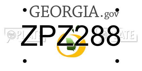ZPZ288 Georgia License Plate
