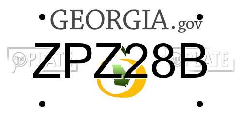 ZPZ28B Georgia License Plate