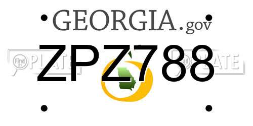 ZPZ788 Georgia License Plate