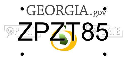 ZPZT85 Georgia License Plate