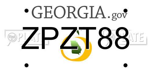 ZPZT88 Georgia License Plate