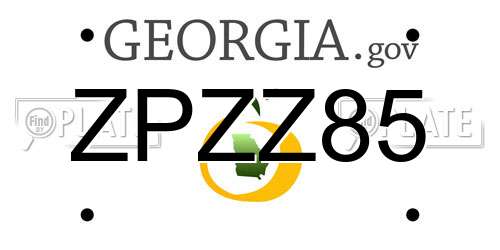 ZPZZ85 Georgia License Plate