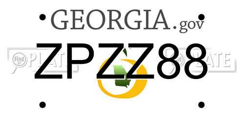 ZPZZ88 Georgia License Plate