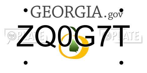 ZQ0G7T Georgia License Plate