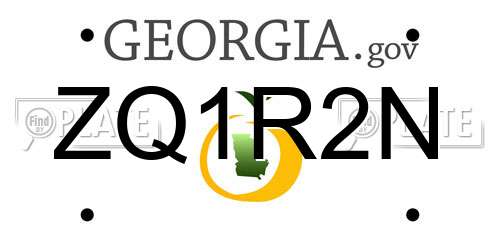 ZQ1R2N Georgia License Plate