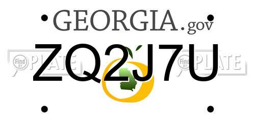 ZQ2J7U Georgia License Plate