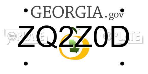 ZQ2Z0D Georgia License Plate