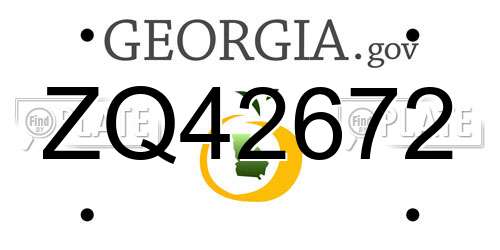 ZQ42672 Georgia License Plate