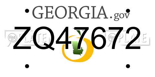 ZQ47672 Georgia License Plate