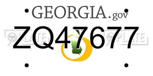 ZQ47677 Georgia License Plate