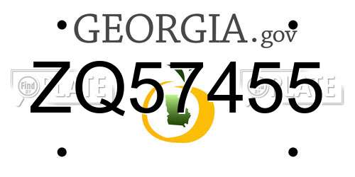 ZQ57455 Georgia License Plate