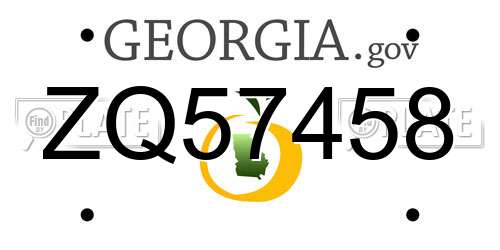 ZQ57458 Georgia License Plate