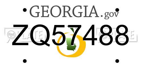 ZQ57488 Georgia License Plate