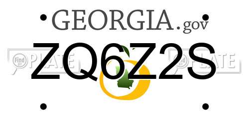 ZQ6Z2S Georgia License Plate