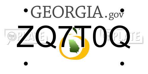 ZQ7T0Q Georgia License Plate