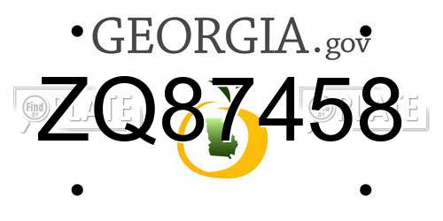 ZQ87458 Georgia License Plate