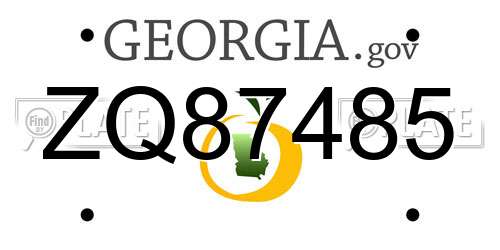 ZQ87485 Georgia License Plate