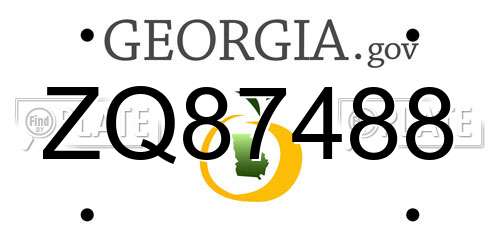 ZQ87488 Georgia License Plate