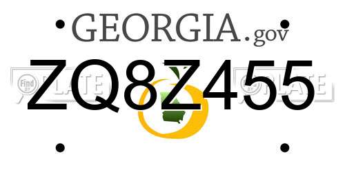 ZQ8Z455 Georgia License Plate
