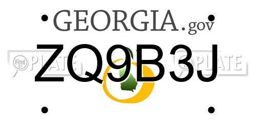 ZQ9B3J Georgia License Plate