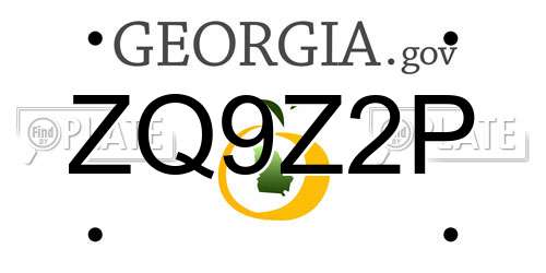 ZQ9Z2P Georgia License Plate