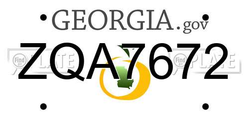 ZQA7672 Georgia License Plate