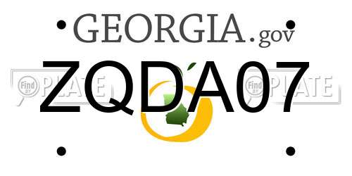 ZQDA07 Georgia License Plate