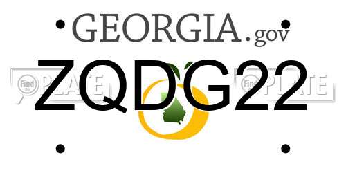 ZQDG22 Georgia License Plate