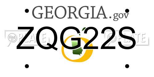 ZQG22S Georgia License Plate