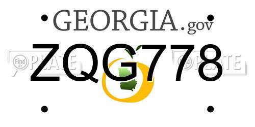 ZQG778 Georgia License Plate