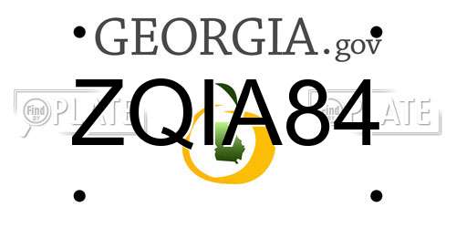 ZQIA84 Georgia License Plate