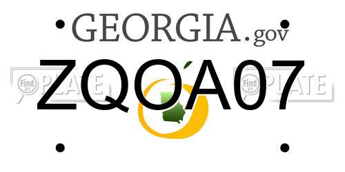 ZQOA07 Georgia License Plate
