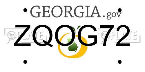 ZQOG72 Georgia License Plate