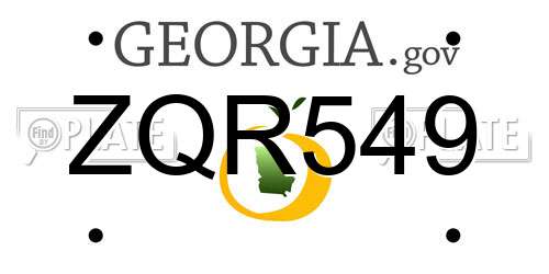 ZQR549 Georgia License Plate