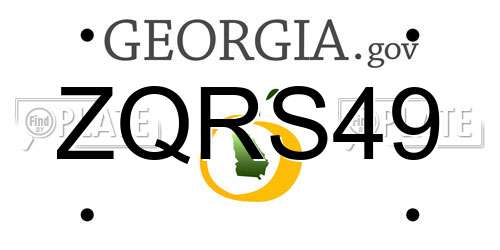 ZQRS49 Georgia License Plate