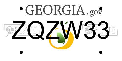 ZQZW33 Georgia License Plate