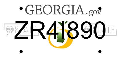ZR4I890 Georgia License Plate