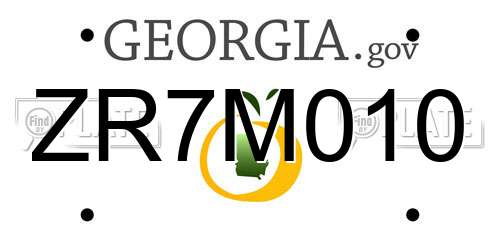 ZR7M010 Georgia License Plate