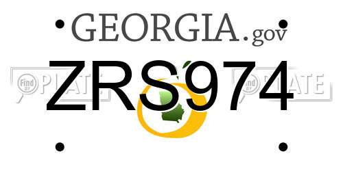 ZRS974 Georgia License Plate