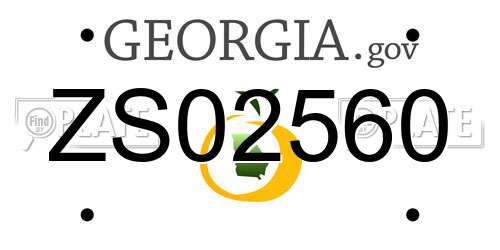 ZS02560 Georgia License Plate