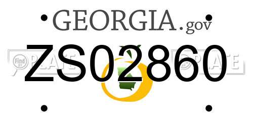 ZS02860 Georgia License Plate