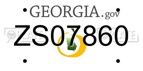 ZS07860 Georgia License Plate