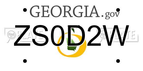 ZS0D2W Georgia License Plate