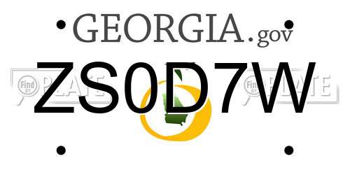 ZS0D7W Georgia License Plate