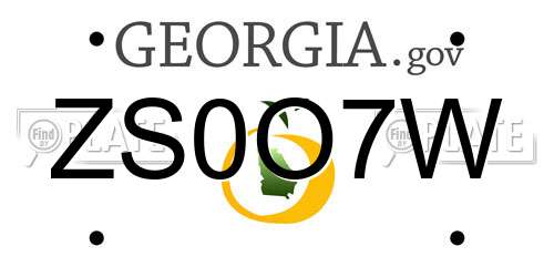 ZS0O7W Georgia License Plate