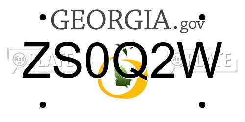 ZS0Q2W Georgia License Plate