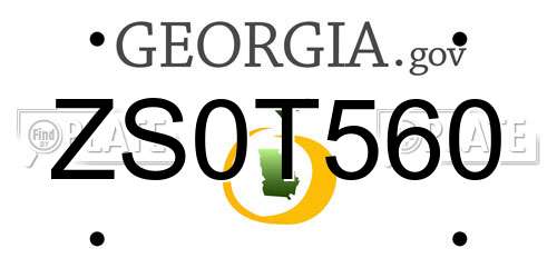 ZS0T560 Georgia License Plate