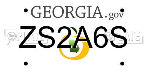 ZS2A6S Georgia License Plate
